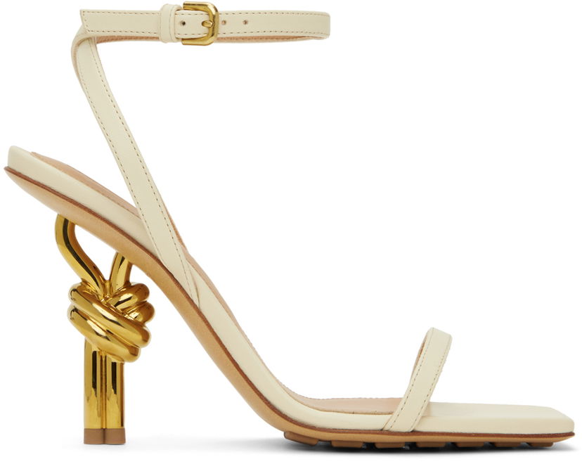 Asusteet Bottega Veneta Bottega Veneta Knot Heel Sandals Beige | 775470 V3VN0