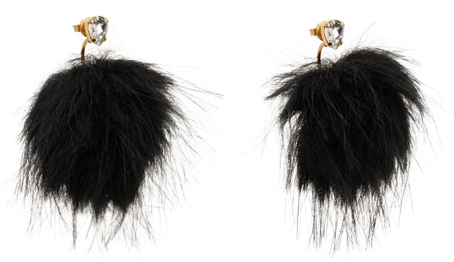 Korvakorut Simone Rocha Simone Rocha Crystal Stud Pompom Earrings Musta | ERG505 1090, 1