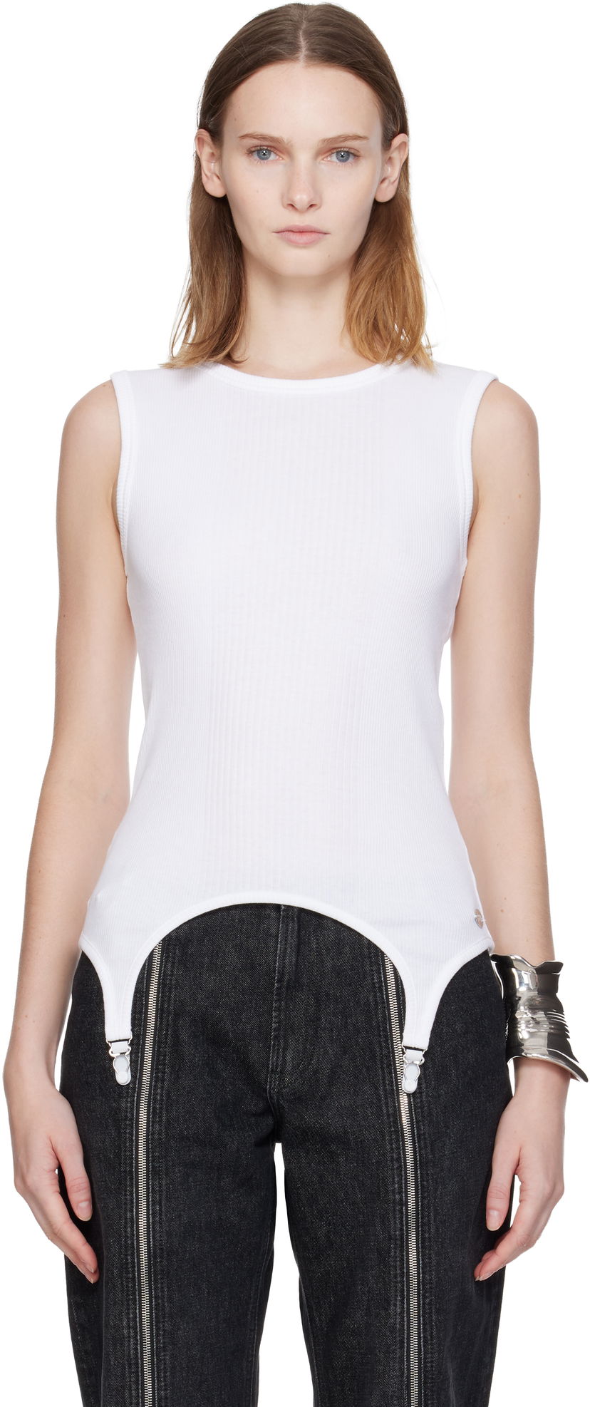 Tankkitoppi Jean Paul Gaultier 'The Garter' Tank Top Valkoinen | 25/04-W-TO387-J014-01