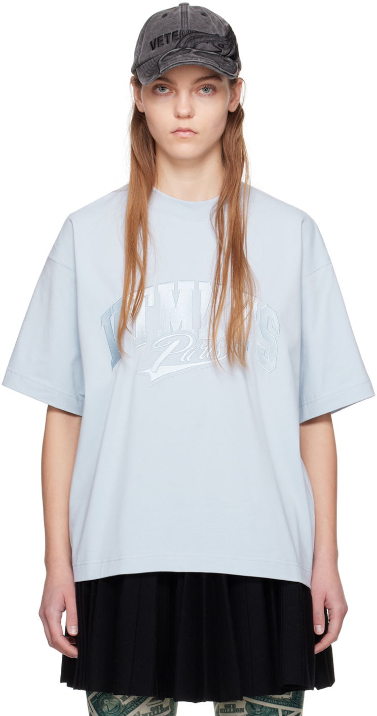 T-paita VETEMENTS VTMNTS Embroidered Logo T-Shirt Sininen | VL20TR280L