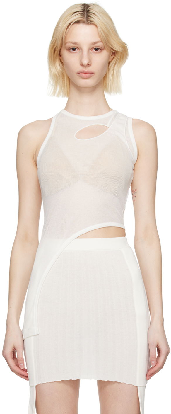 Tankkitoppi Dion Lee Bone Merrow Asymmetrical Tank Top Valkoinen | C3133S23