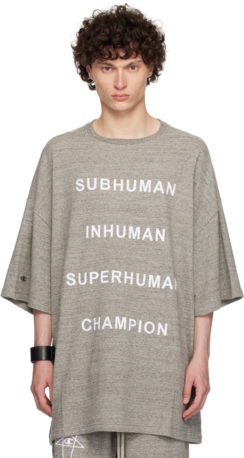 T-paita Rick Owens Rick Owens Champion Edition Tommy T-Shirt Harmaa | CM01E1674 CHMJ MELANGE JERSEY