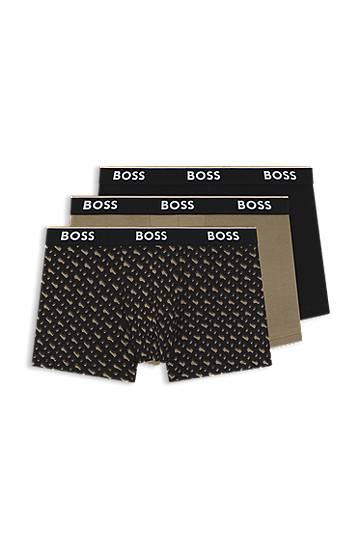 Nyrkkeilijät BOSS Assorted three-pack of solid and patterned trunks in stretch cotton Monivärinen | 50554443, 0