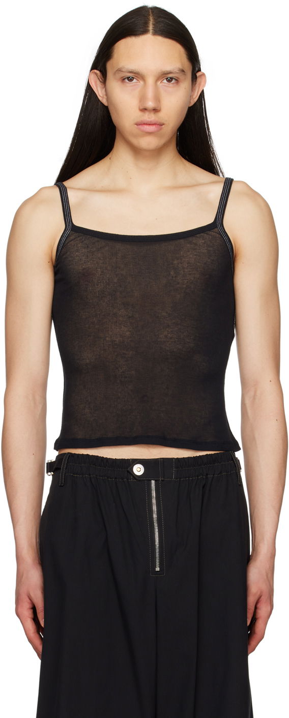 Tankkitoppi Dion Lee Semi-Sheer Tank Top Musta | C3132S23