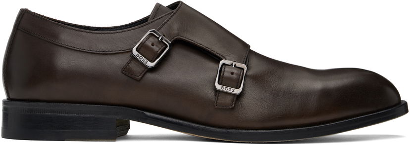 Vaatteet BOSS Leather Monkstraps with Flexible Sole Ruskea | 50536161