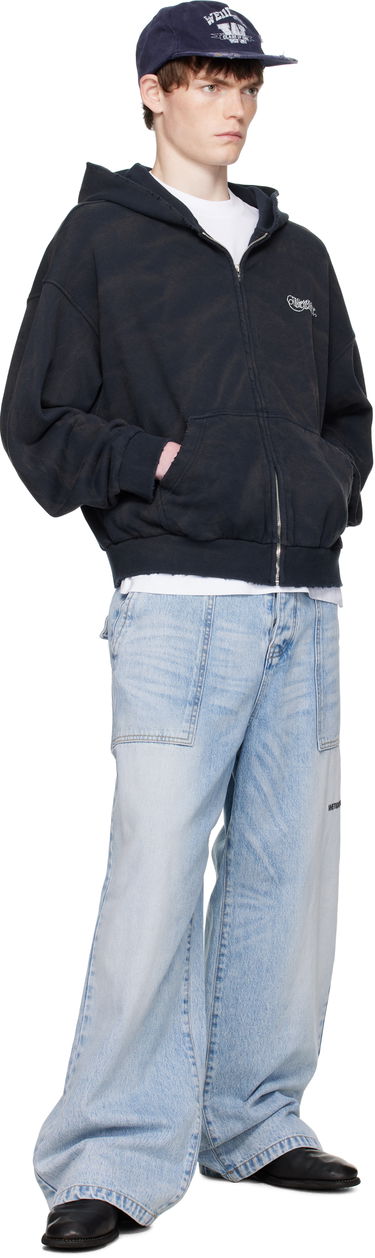 Huppari We11done We11done Gothic Logo Zip-Up Hoodie Musta | WD-TJ2-25-845-U-NV, 3