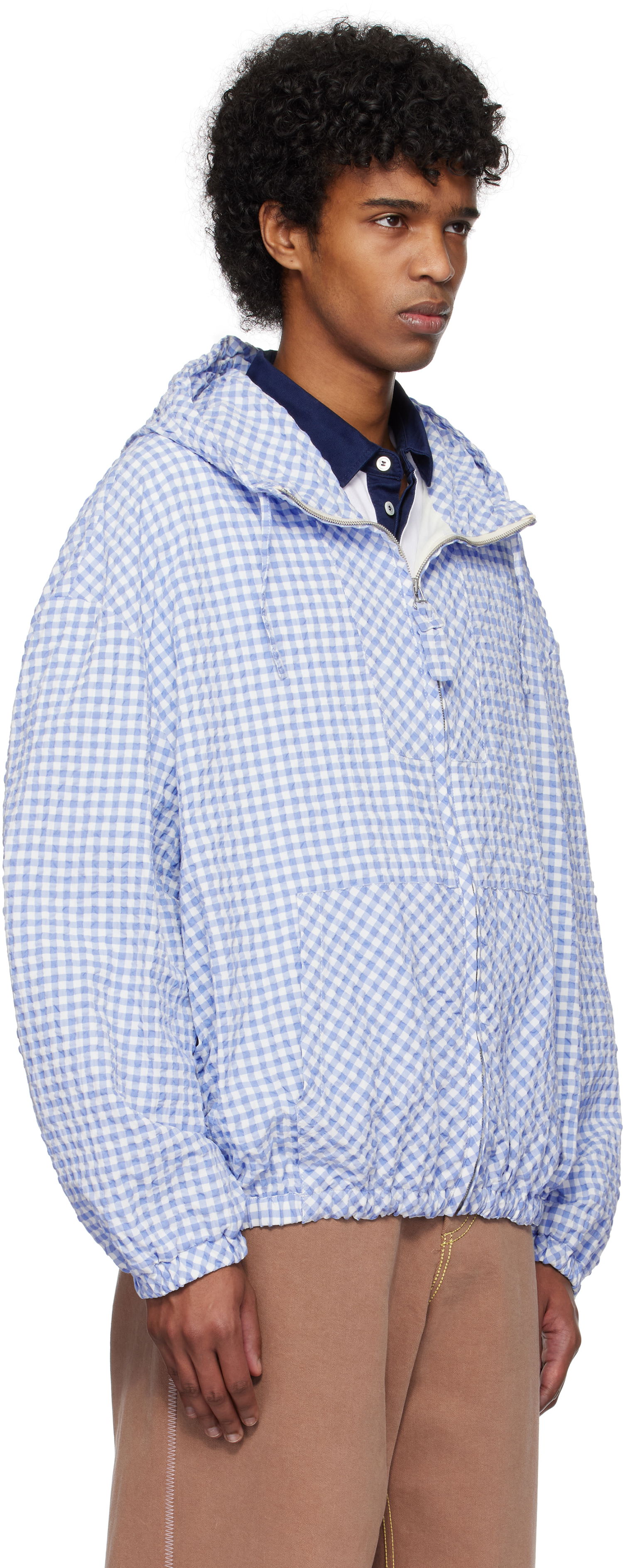 Tuulitakki Marni Marni Gingham Seersucker Hooded Jacket Sininen | JUMU0179SU UTN929, 1