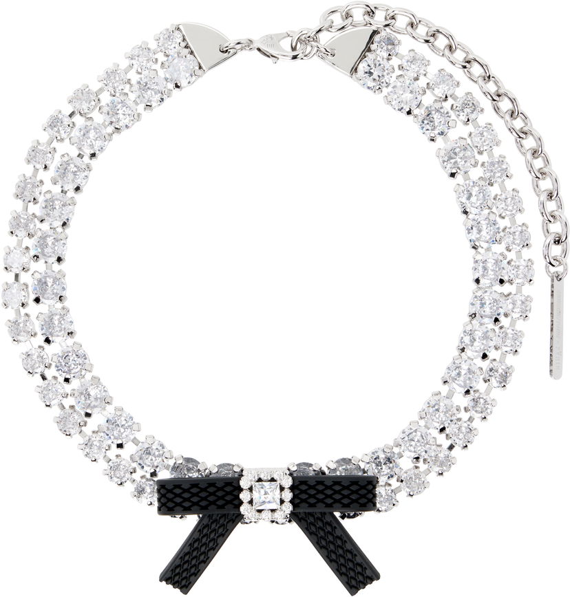 Kaulakoru SHUSHU/TONG SHUSHU/TONG YVMIN Edition Rubber Bow Gemstone Choker Valkoinen | 21375BLK00NN