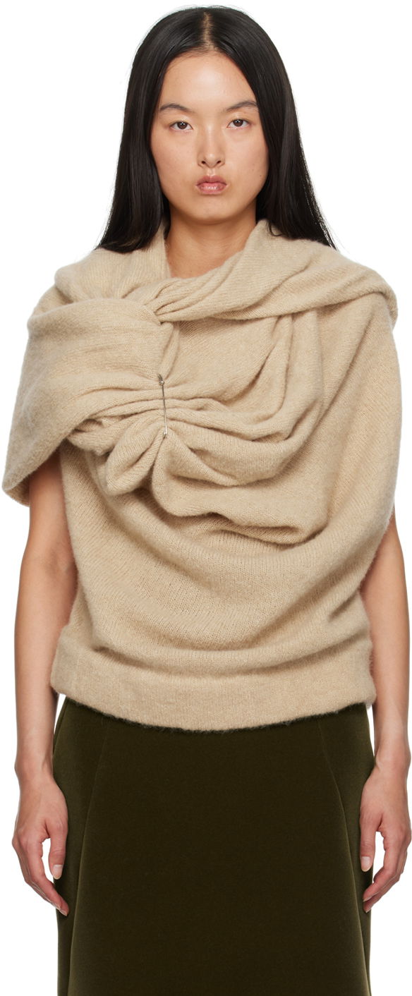 Villapaita Dries Van Noten Alpaca Asymmetrical Sweater Beige | 242-011254-9709
