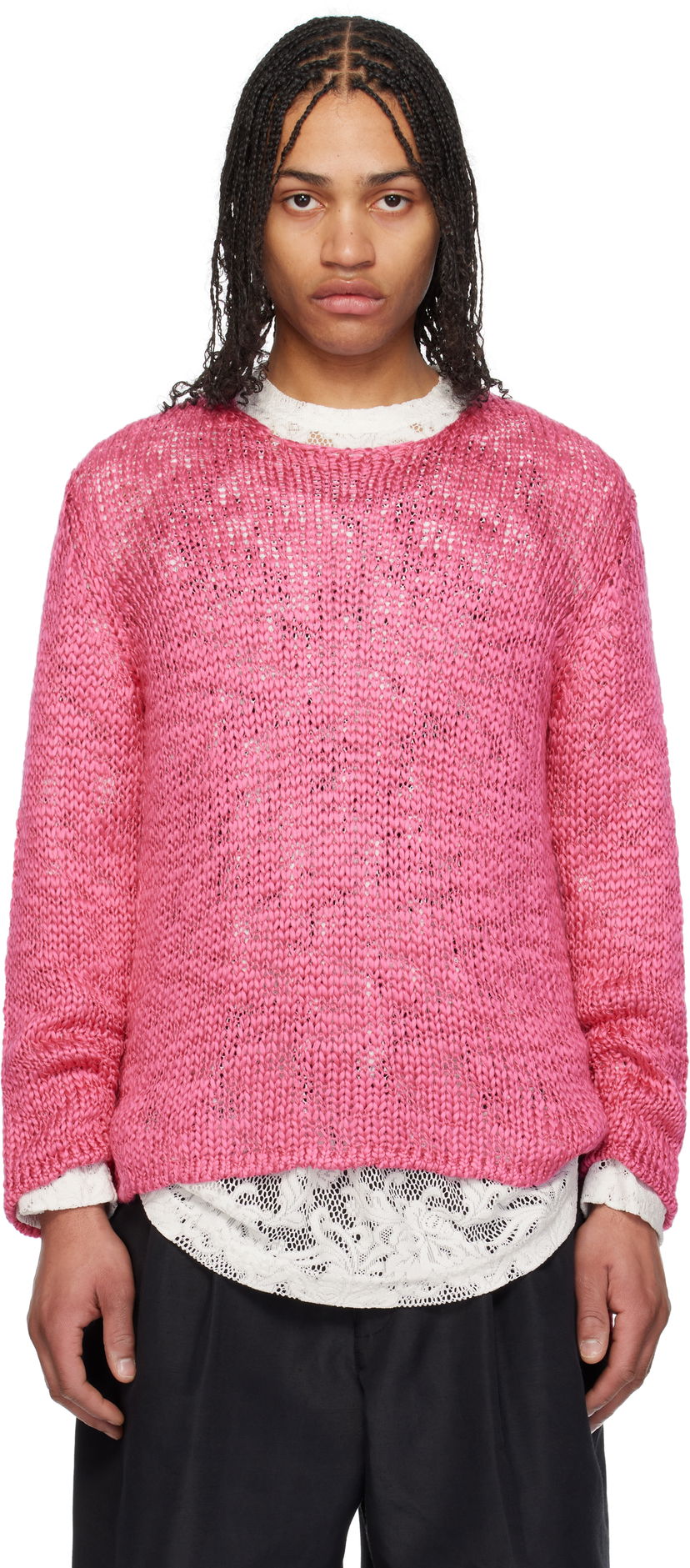 Villapaita Comme des Garçons Homme Plus Droptail Sweater Vaaleanpunainen | PO-N008-051