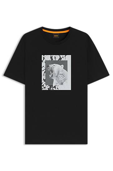 T-paita BOSS Cotton-jersey T-shirt with Roaring Polar Bear Artwork Musta | 50554615