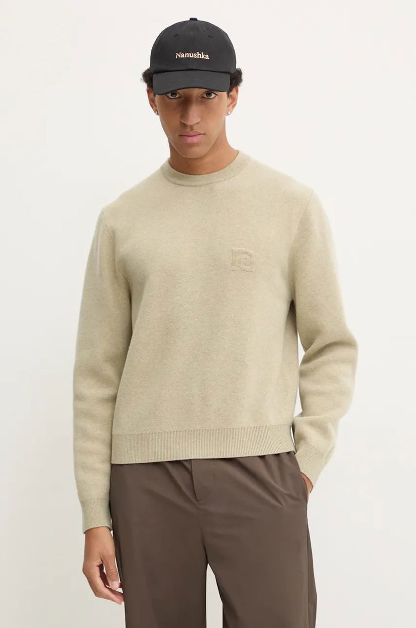 Villapaita Nanushka Wool Blend Crewneck Sweater Beige | NM24PFSW00372