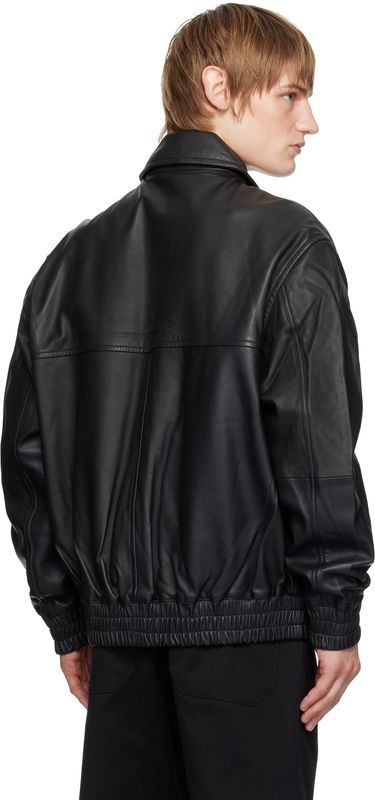 Bomber-takki Studio Nicholson Studio Nicholson Piston Leather Jacket Musta | PISTON SNM - 1115, 2