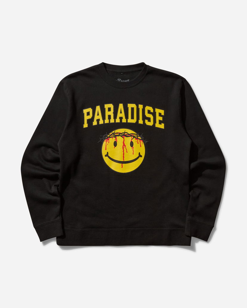 Huppari PARADIS3 Smiley Jesus Crewneck Sweatshirt Musta | PASMILEYCREW 1