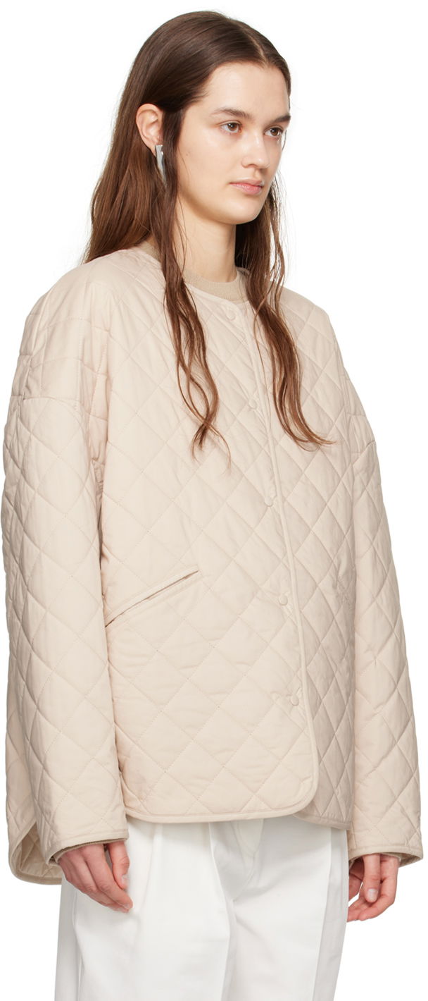 Puffer takki TOTEME TOTEME Quilted Snap Button Jacket Beige | 241-WRO1116-FB0157, 1