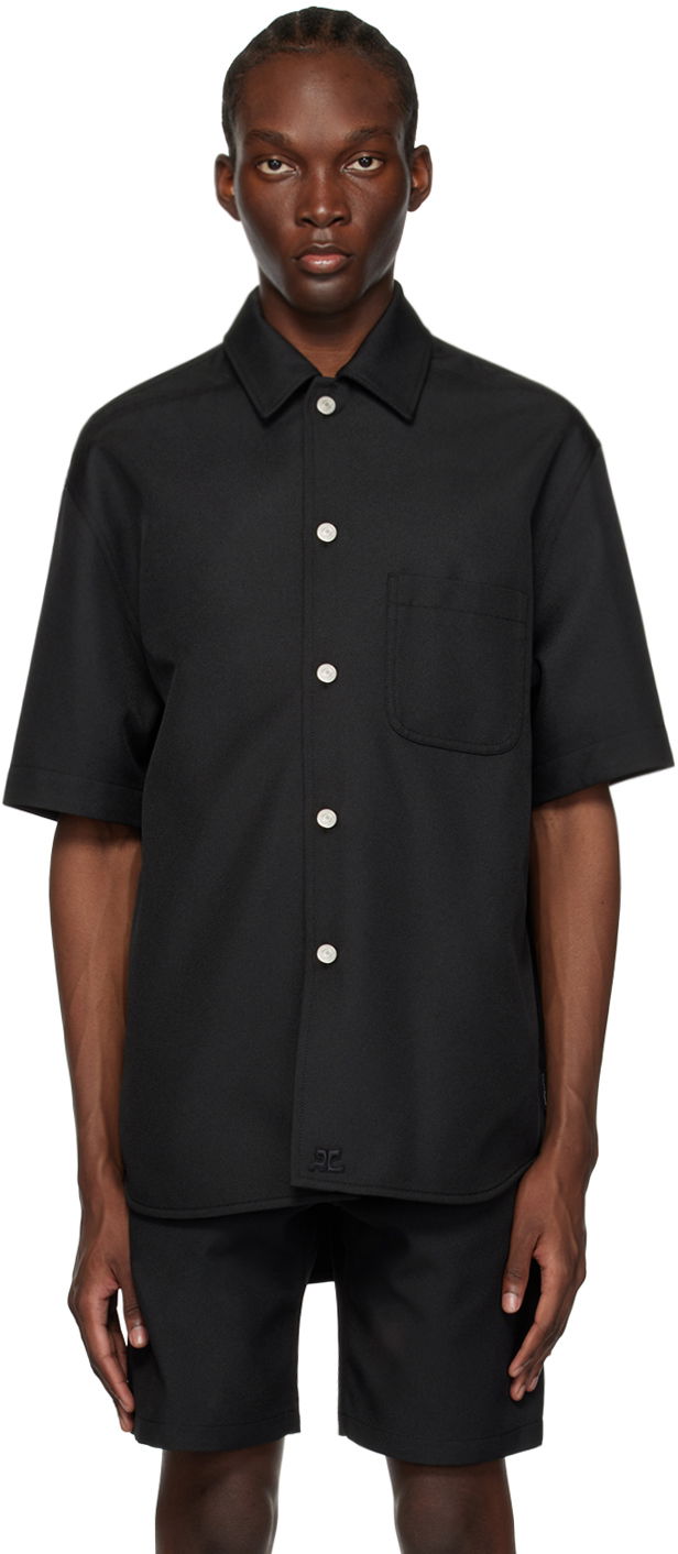 Paita Courrèges Short Sleeve Button-Up Shirt Musta | 123CCH023PL0056