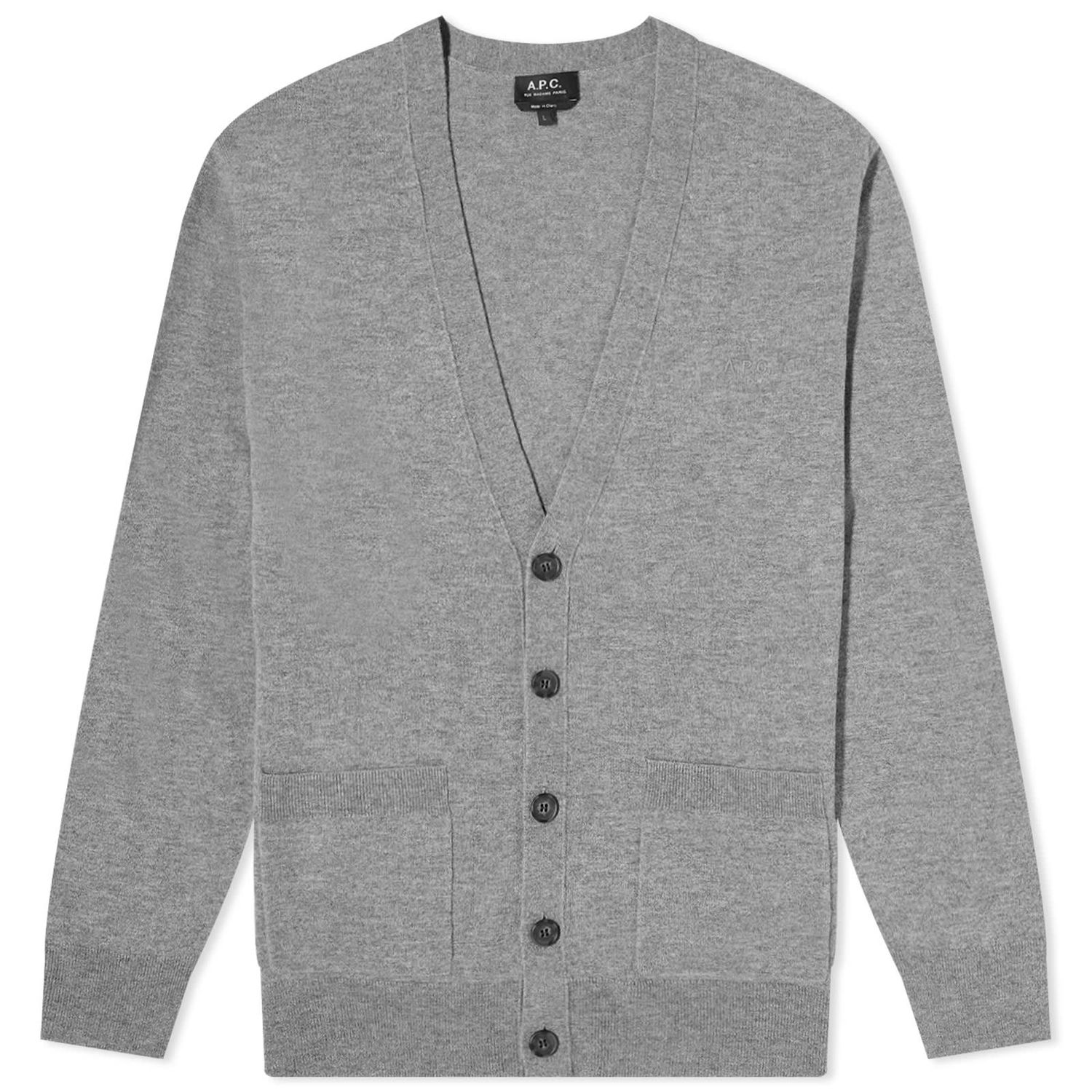 Villapaita A.P.C. Theo Cardigan Heathered Grey Harmaa | WVBBY-H22236-PLA, 0