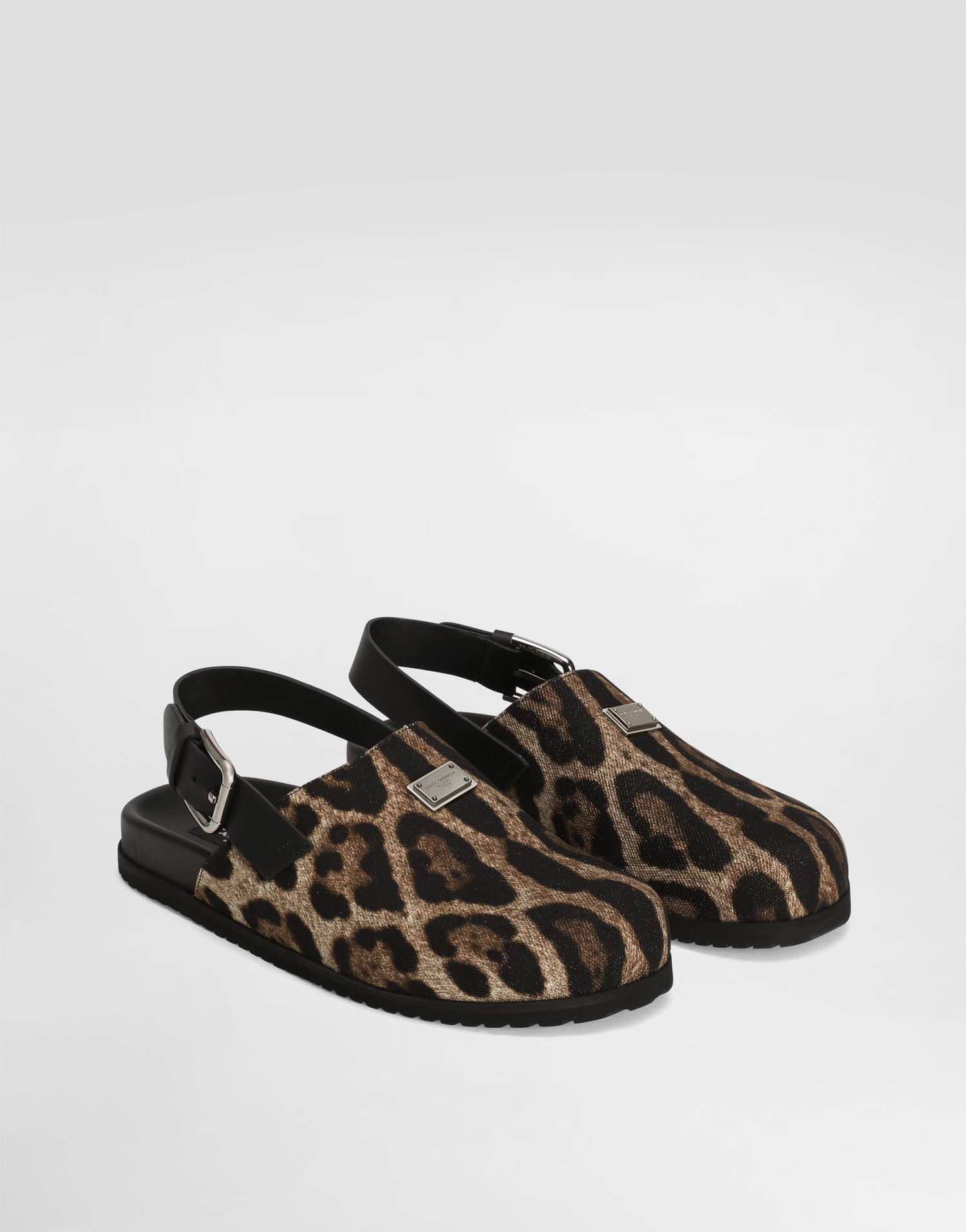 Tennarit ja kengät Dolce & Gabbana Dolce & Gabbana Canvas Leopard Print Mules with Back Strap Ruskea | A80465A6A87HY13M, 1