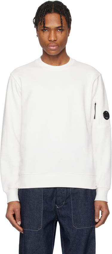 Villapaita C.P. Company C.P. Company Diagonal Raised Fleece Crewneck Lens Sweatshirt Valkoinen | 18CMSS023A-005086W, 0
