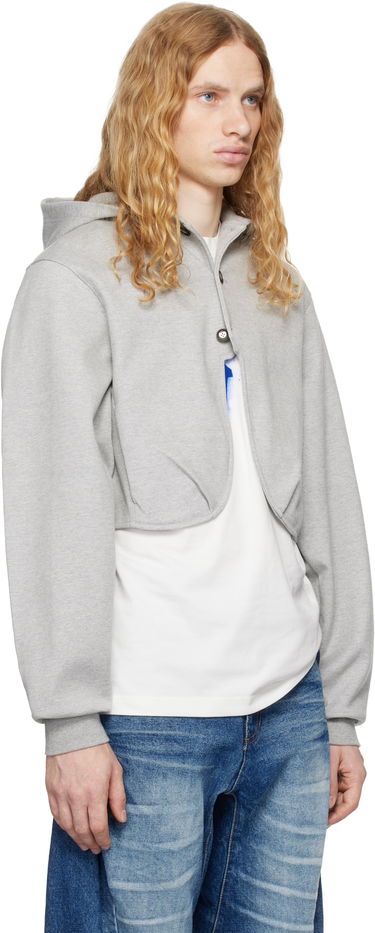 Huppari ADER ERROR Cropped Button Hoodie Harmaa | BN01FWHD0401GR, 1