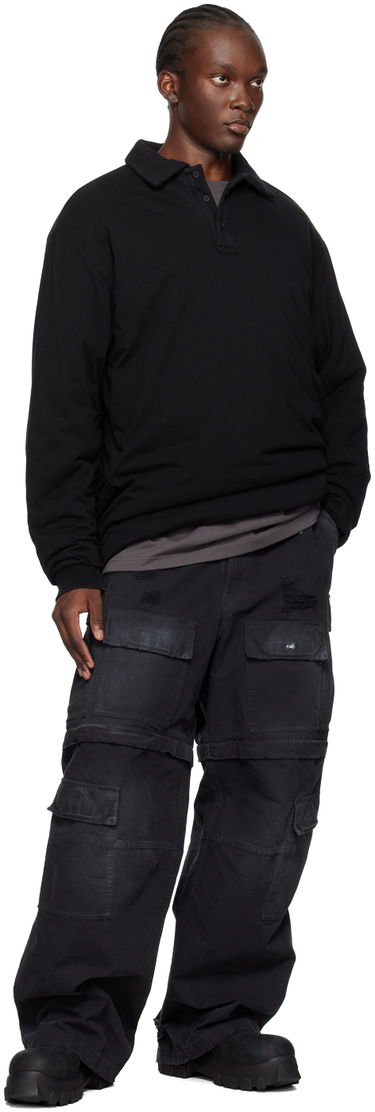 Villapaita We11done Padded Long Sleeve Polo Musta | WD-TT2-24-739-U-BK, 3