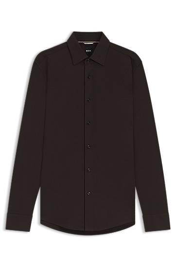 Paita BOSS Slim-fit mercerised cotton shirt Ruskea | 50550694