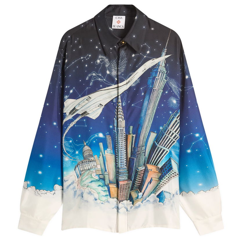 Paita Casablanca Casablanca Classic Long Sleeve Silk Shirt, Size Large Monivärinen | MPF25-SH-021-04