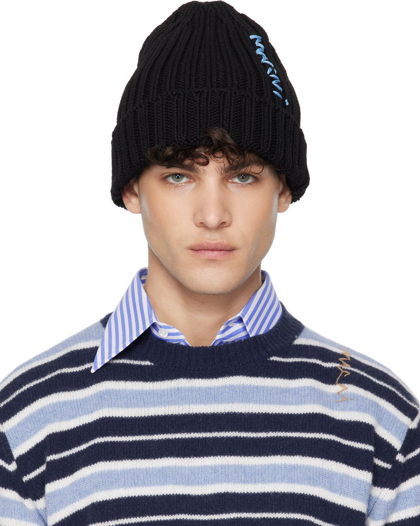 Pipo Marni Marni Cotton Knit Beanie Musta | CLZC0158A0 UFC850
