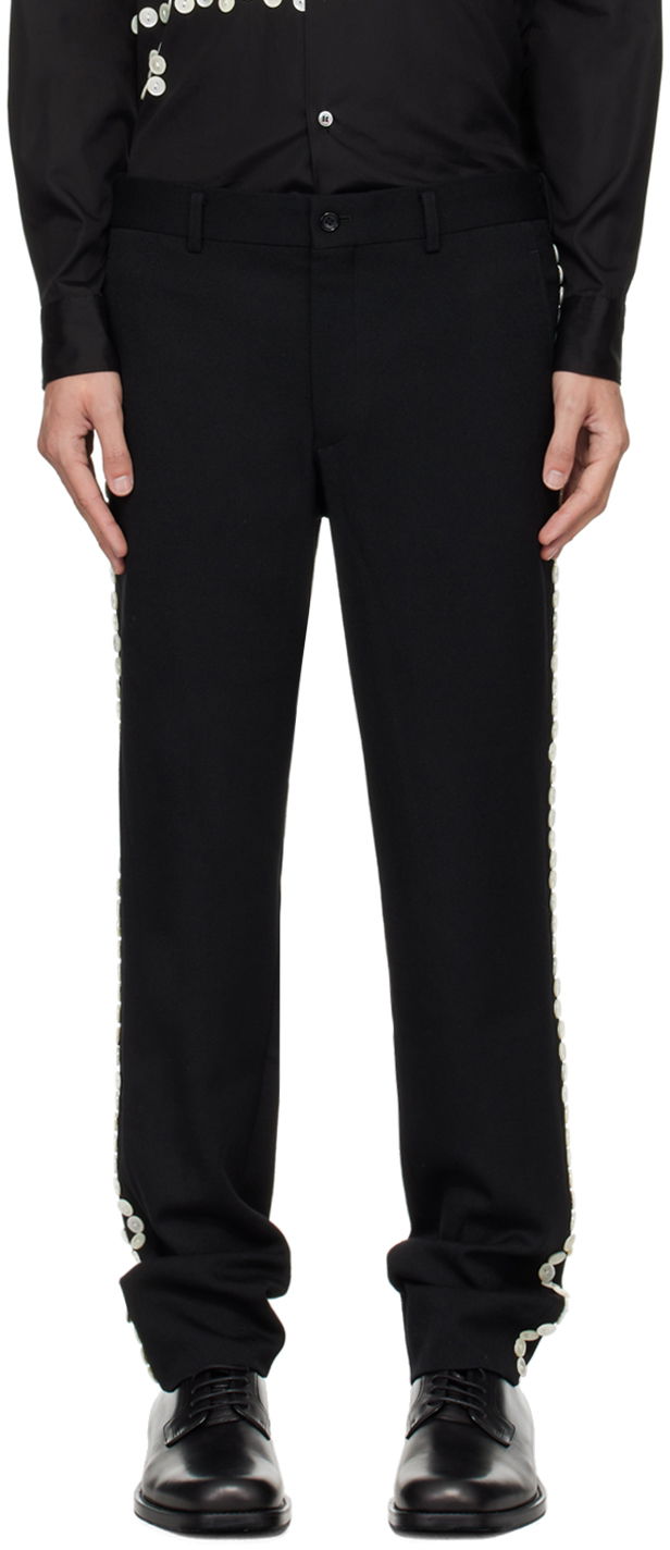 Housut Comme des Garçons Homme Plus Black Button Trousers Musta | PN-P019-051