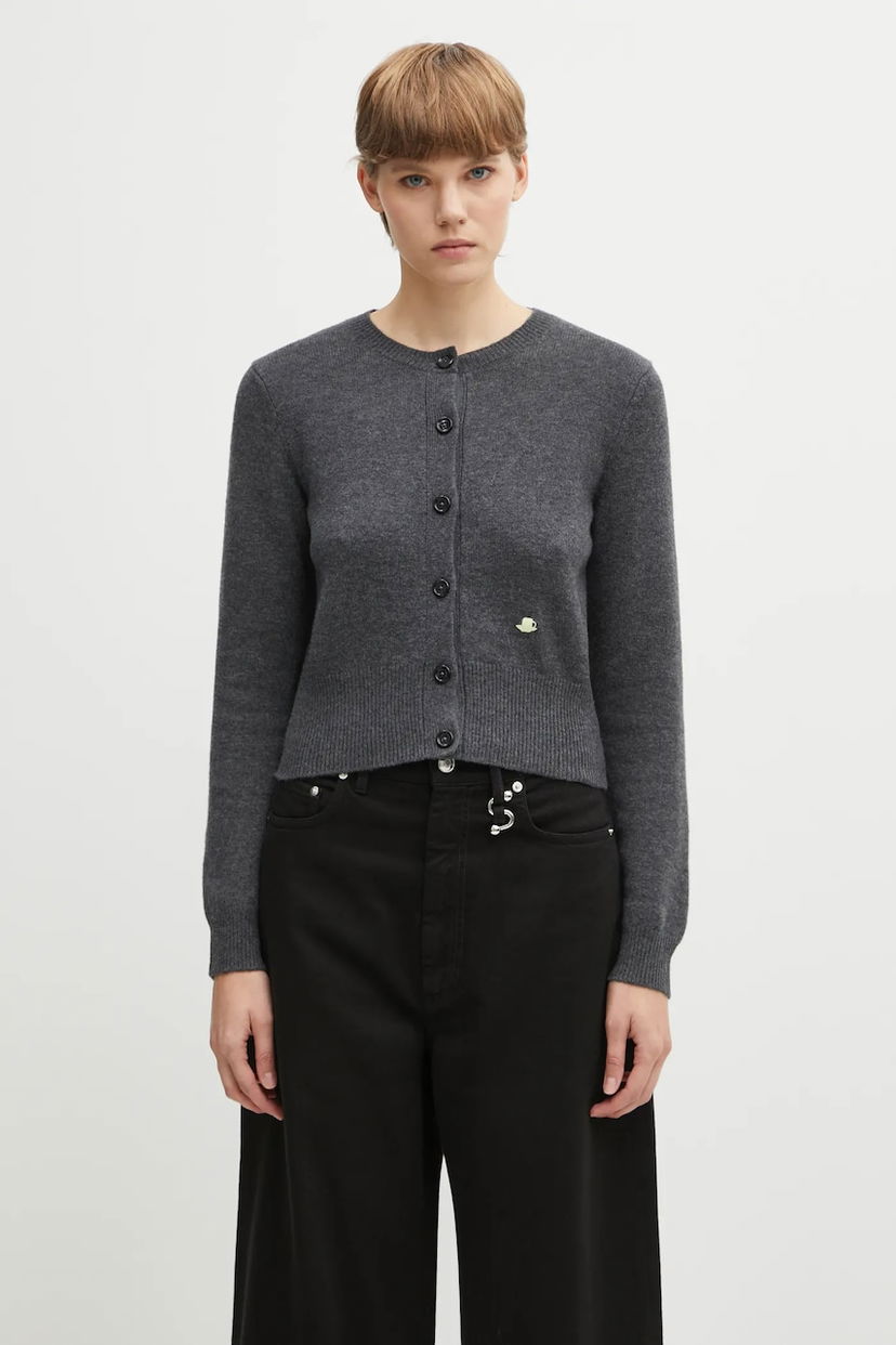 Villapaita JW Anderson JW Anderson Contrast Embroidery Cardigan Harmaa | KW1447.YN0447