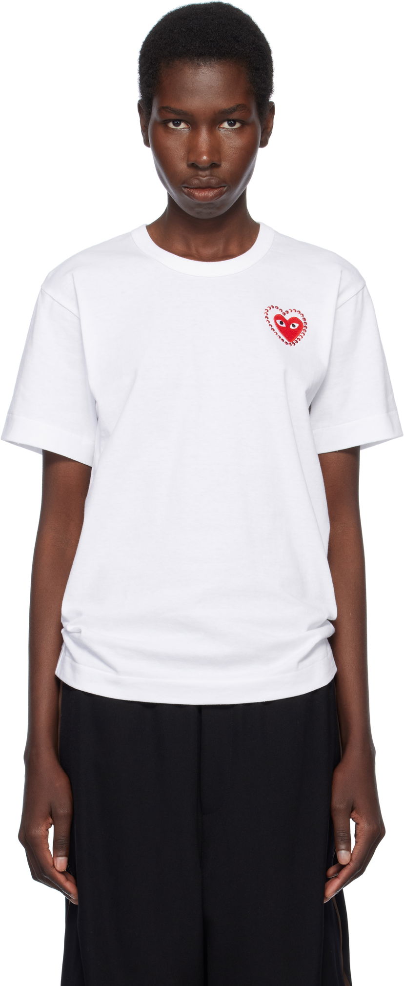 T-paita Comme des Garçons PLAY Metal Stone Emblem Heart T-Shirt Valkoinen | AX-T802-051