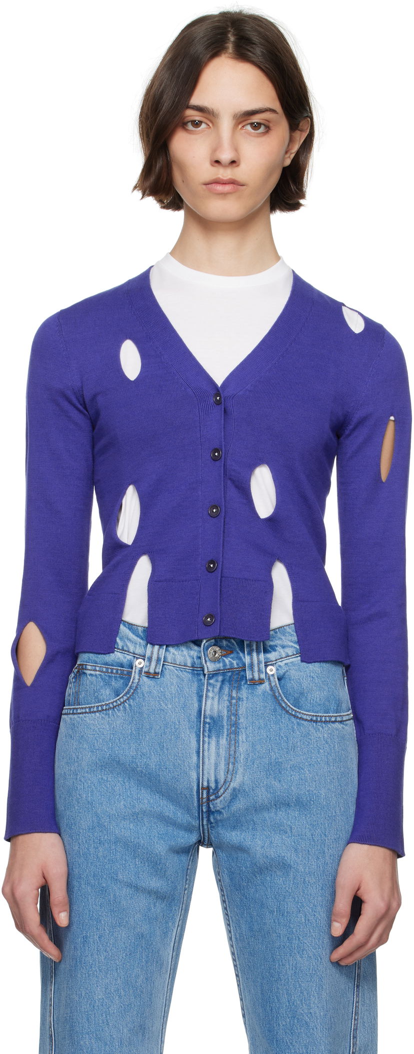 Villapaita JW Anderson JW Anderson Slit Cardigan Violetti | KW1413-YN0440