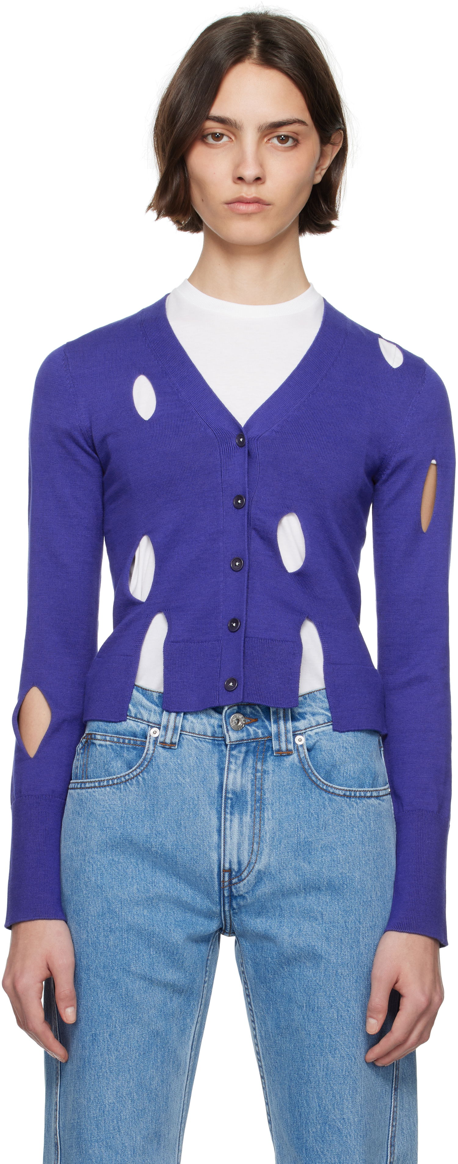 Villapaita JW Anderson JW Anderson Slit Cardigan Violetti | KW1413-YN0440, 0