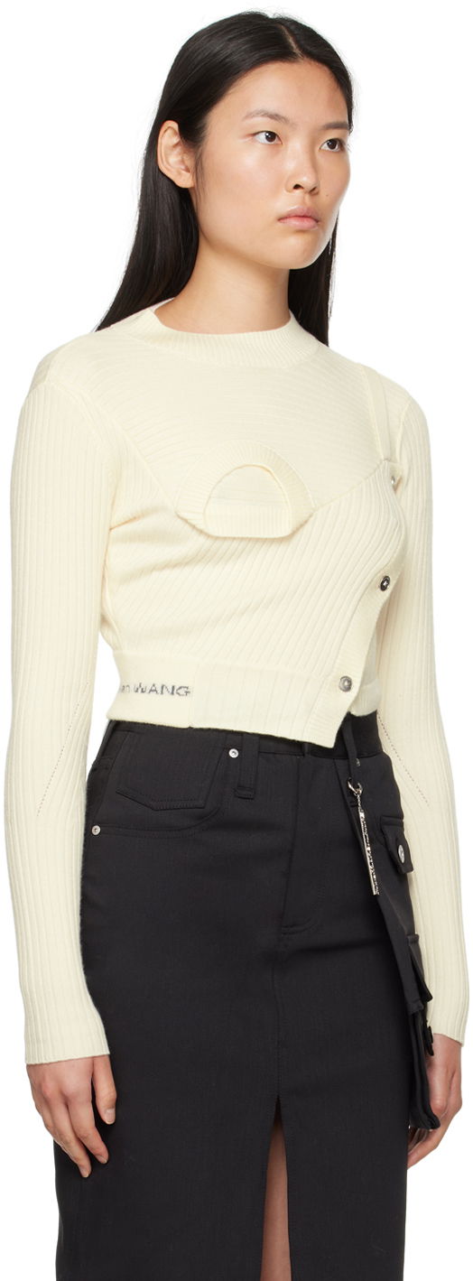 Villapaita Feng Chen Wang Feng Chen Wang Ribbed Asymmetrical Sweater Beige | FWF16KT02, 1
