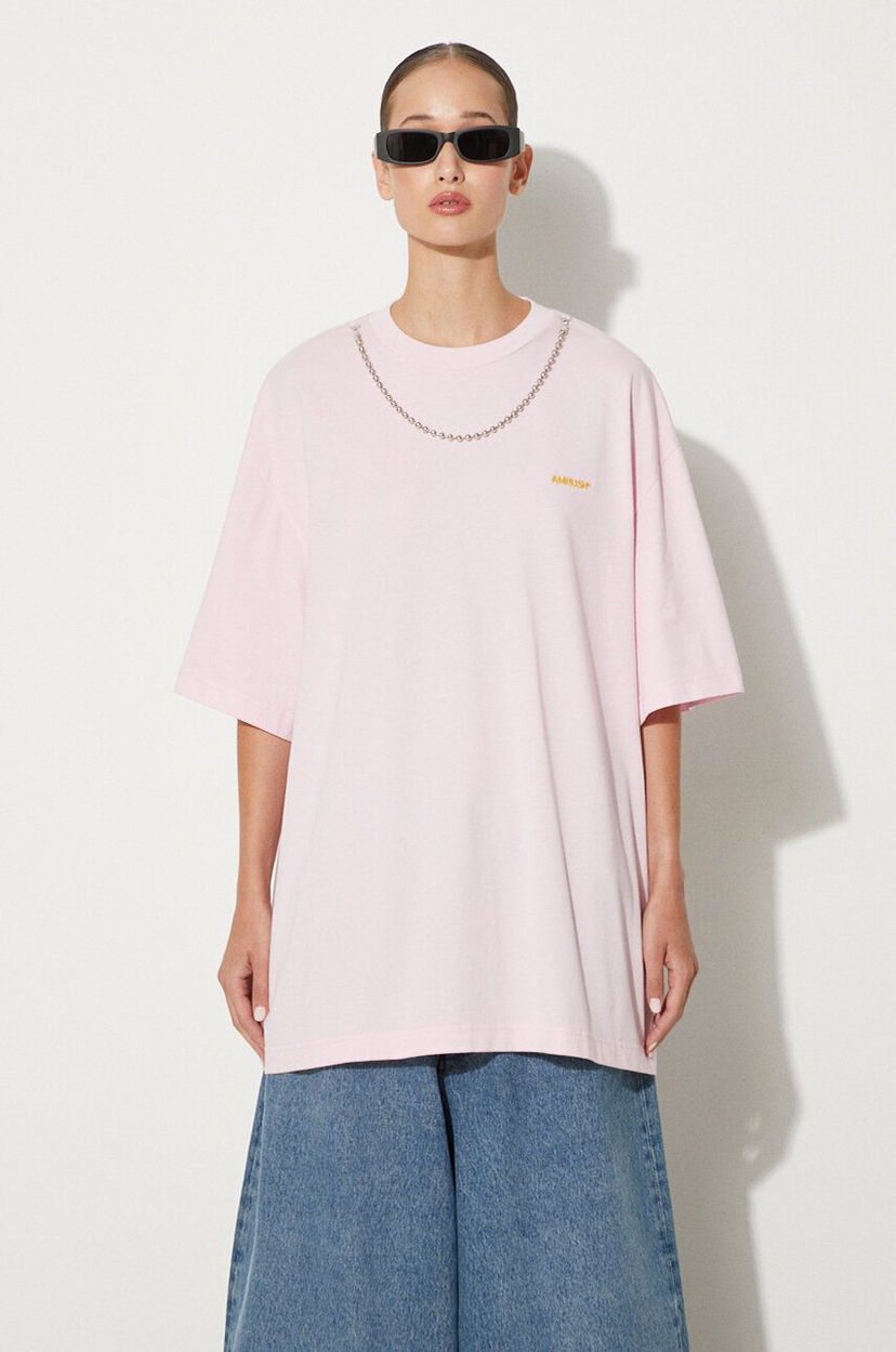 T-paita Ambush Ballchain T-Shirt with Logo Print Vaaleanpunainen | BWAA04BF24JER0013616