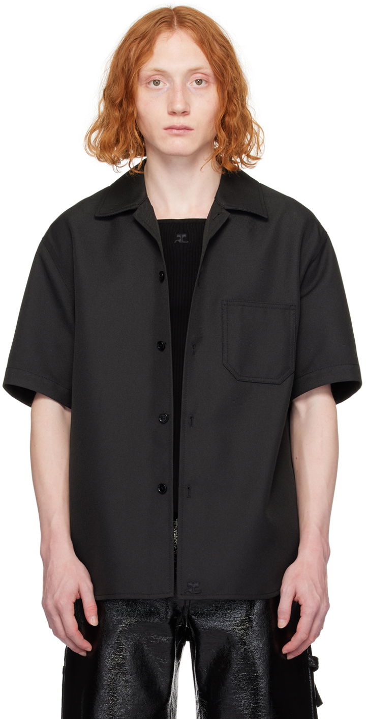 Paita Courrèges Short Sleeve Button-Up Shirt Musta | 124CCH023PL0056