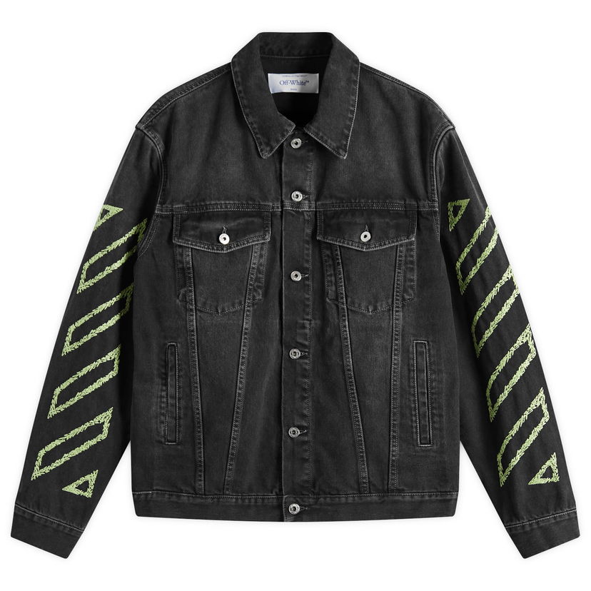Takki Off-White Off-White Diagonal Outline Denim Jacket, Size Large Musta | OMYE09BS25DEN0041350