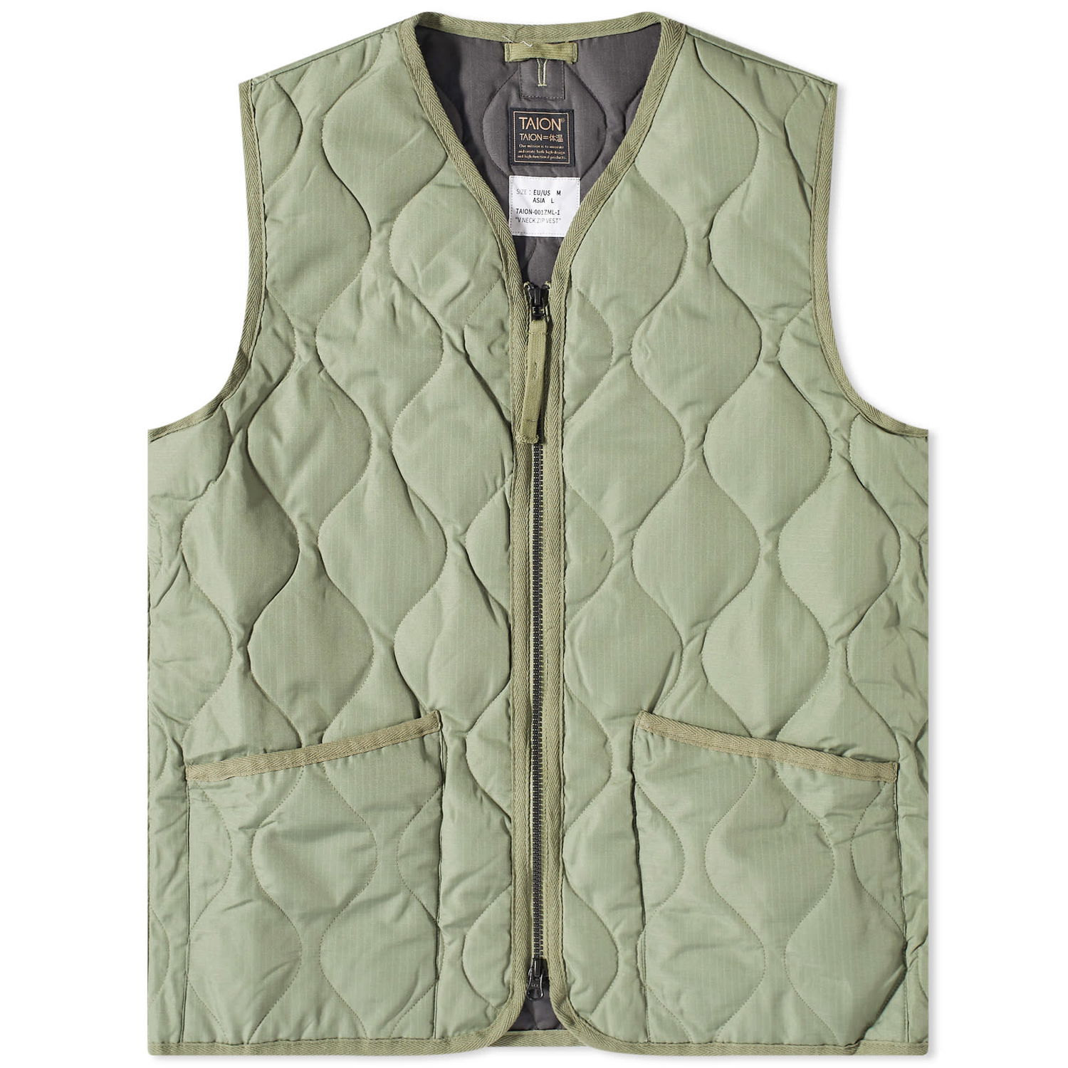 Liivi TAION Military Zip Down Vest Vihreä | TAION-001ZML-1-SGN, 0