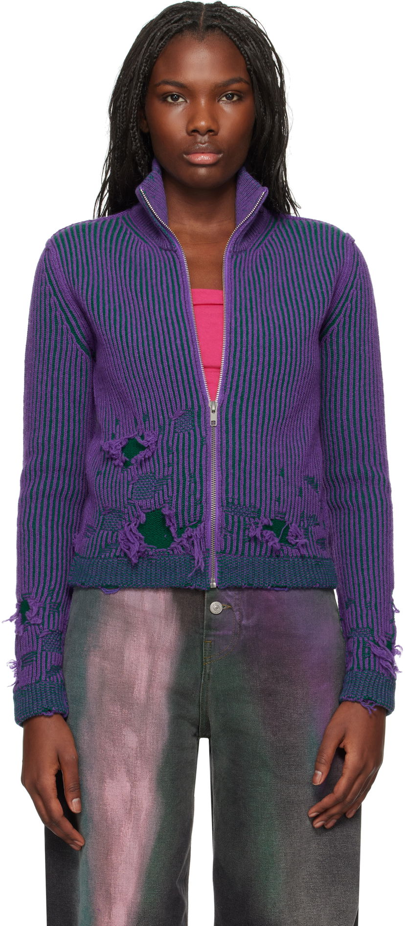 Villapaita Maison Margiela Zipped Turtleneck Jacket Violetti | S62AN0133 M13076