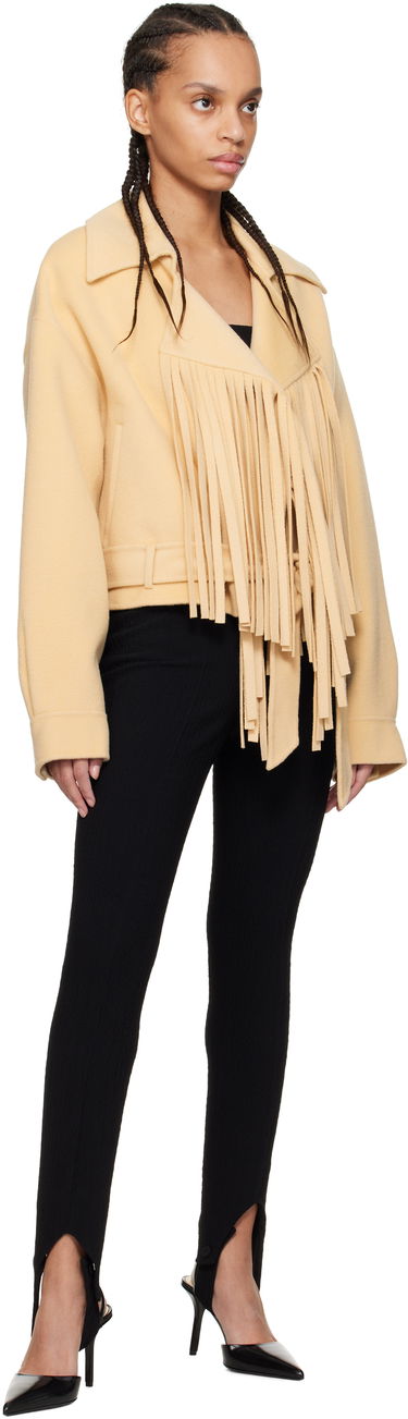 Takki Nanushka Nanushka Ticia Fringed Double Wool Jacket Beige | NW25RSJK10005, 3