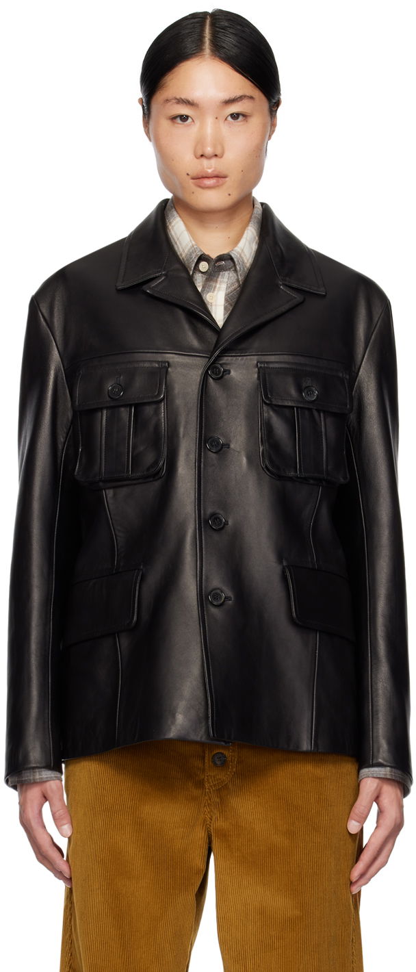 Takki Paul Smith Paul Smith Commission Edition Leather Jacket Musta | M1R-462Y-L02186-79