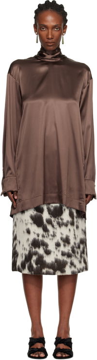 Dries Van Noten Satin Turtleneck Blouse