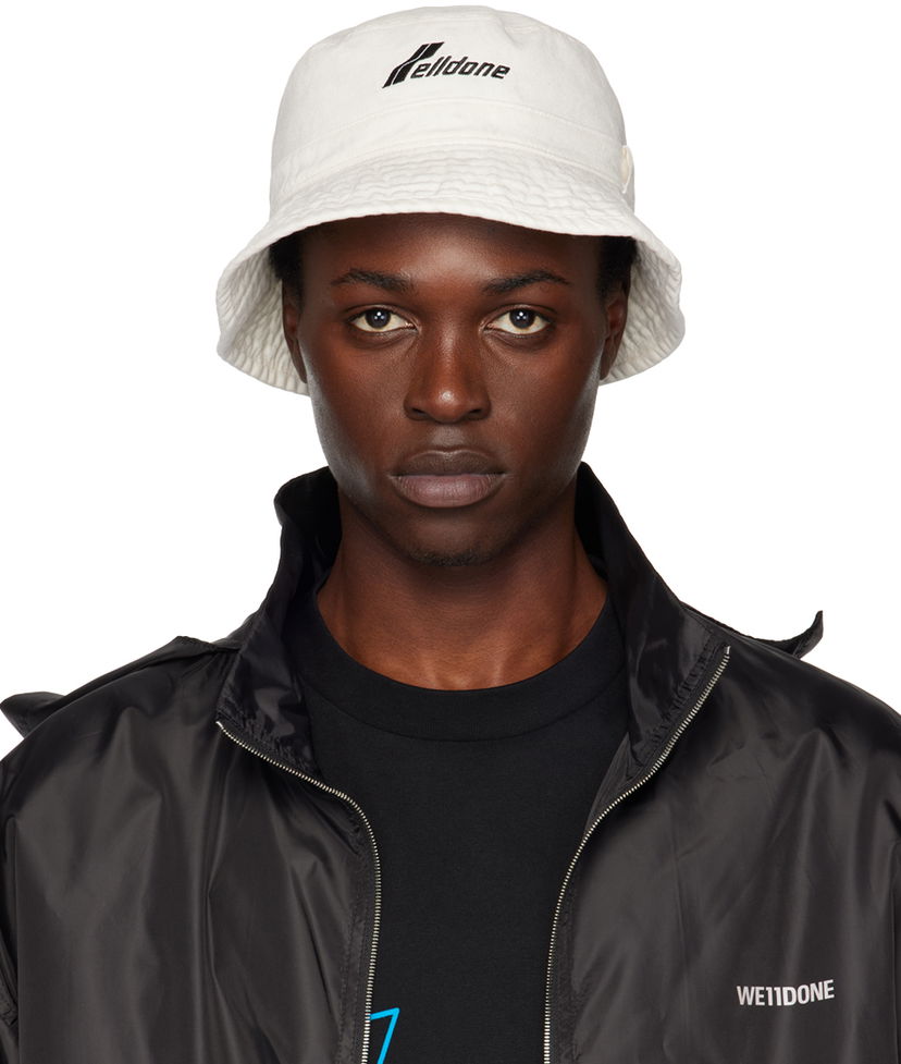 Hattu We11done We11done Washed WD Logo Bucket Hat Valkoinen | WD-AH3-22-426-U-WH