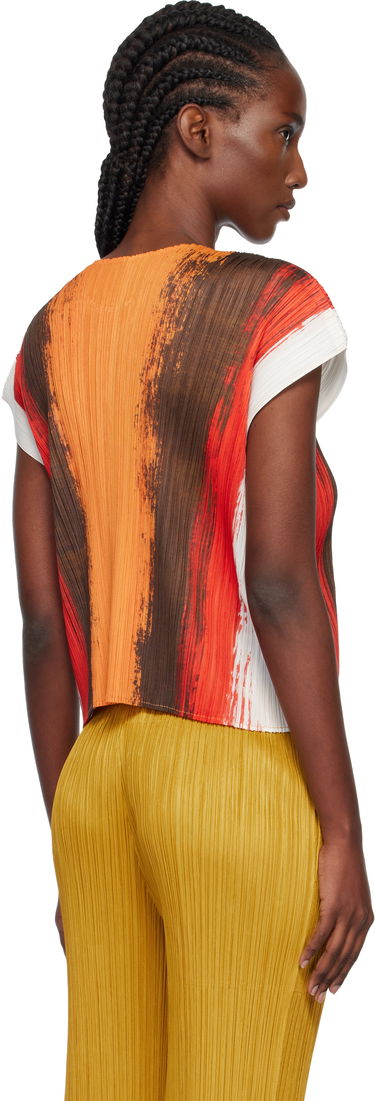 T-paita Pleats Please Issey Miyake PLEATS PLEASE ISSEY MIYAKE Pleated Short Sleeve Brushstroke Top Monivärinen | PP58JK672, 2