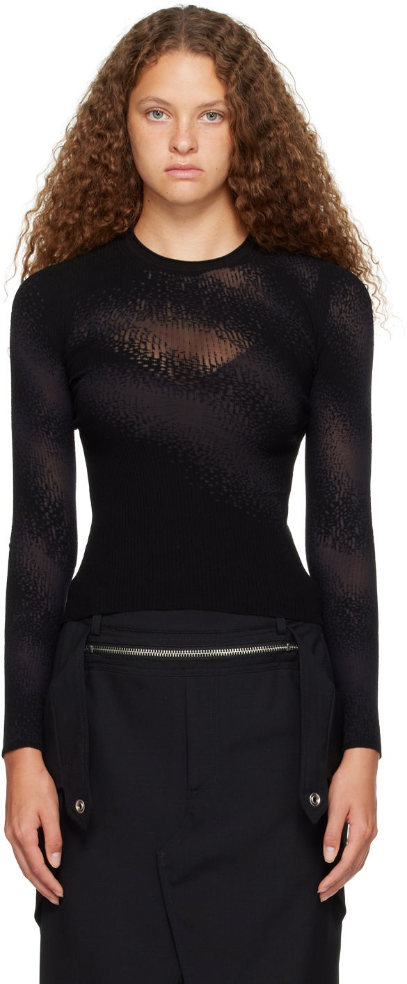 Villapaita Dion Lee Dion Lee Burn Out Long Sleeve T-Shirt Musta | C7201P23