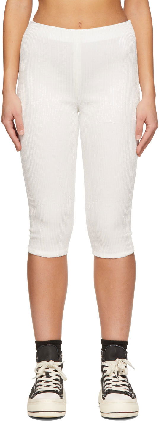 Shortsit We11done We11done Sequin Cycling Shorts Valkoinen | WD-PT1-22-295-W-WH, 0
