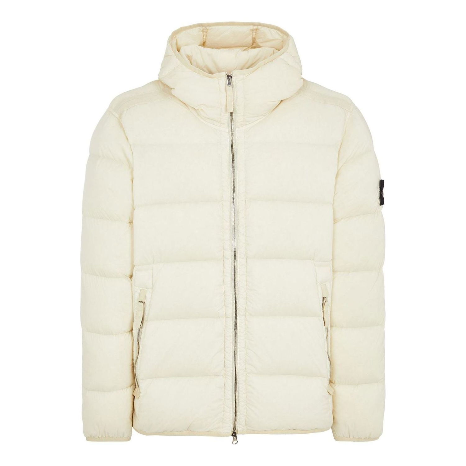 Puffer takki Stone Island Compass Patch Zip-Up Puffer Jacket Beige | 791543728-V0097, 0