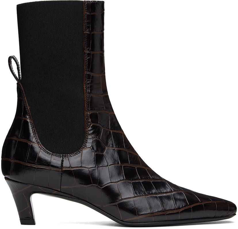 Vaatteet TOTEME TOTEME 'The Mid Heel' Croc-Embossed Leather Ankle Boots Ruskea | 231-907-847