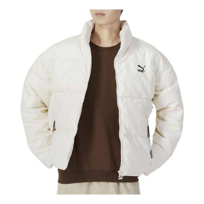 Puffer takki Puma Corduroy Puffer Jacket Valkoinen | 535581-65