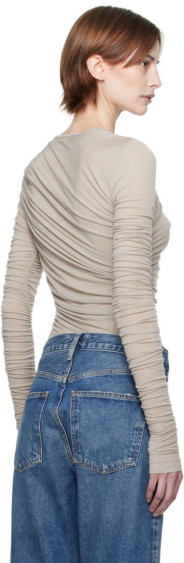 T-paita AGOLDE Twist Long Sleeve T-Shirt Beige | A7317-1618, 2